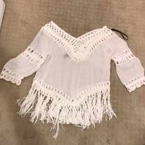 Forever 21 sheer fringe cover up tunic
